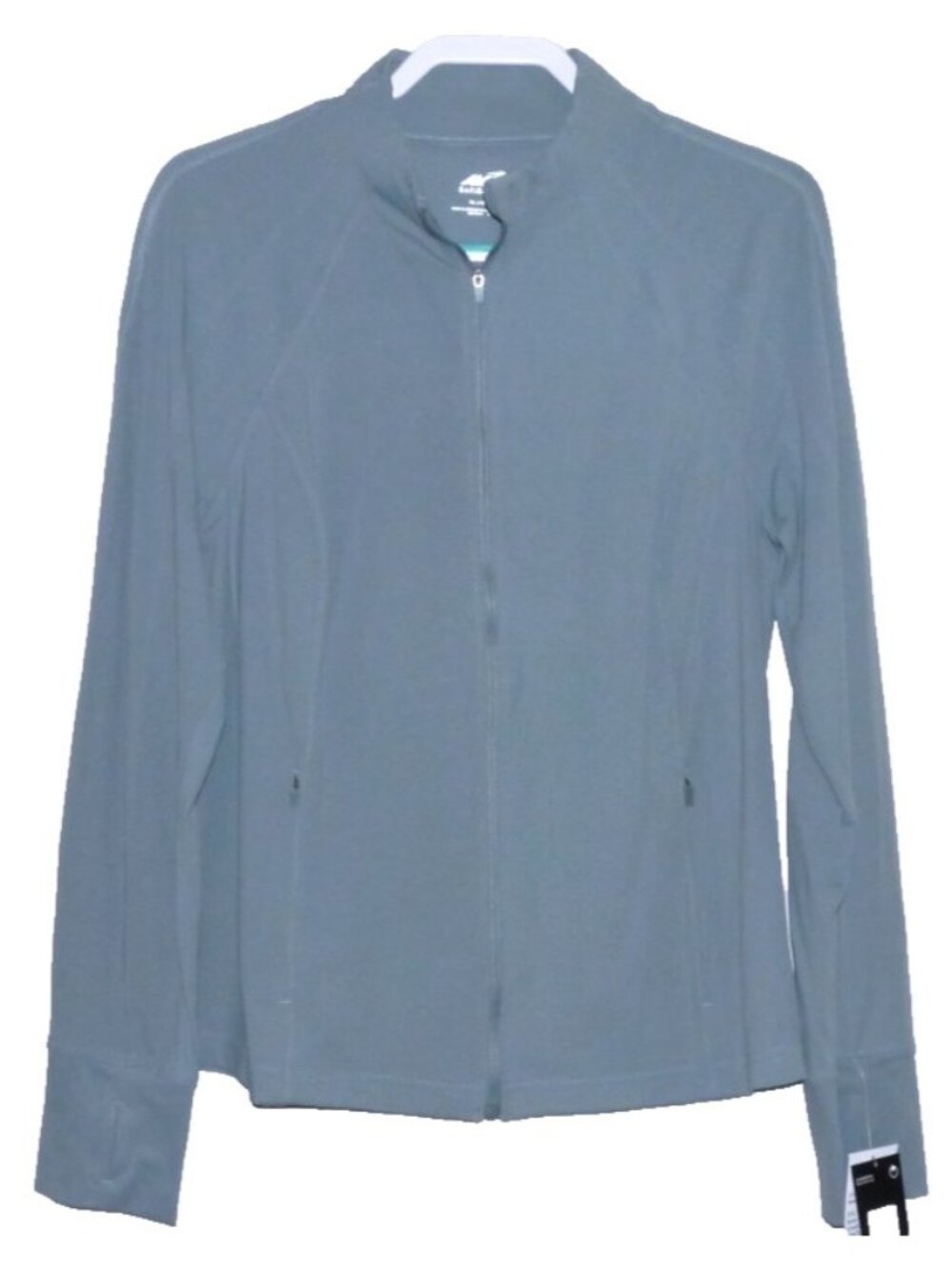 Avia SoftSculp blue-ish gray full zip athletic jacket thumb holes Women's XL New